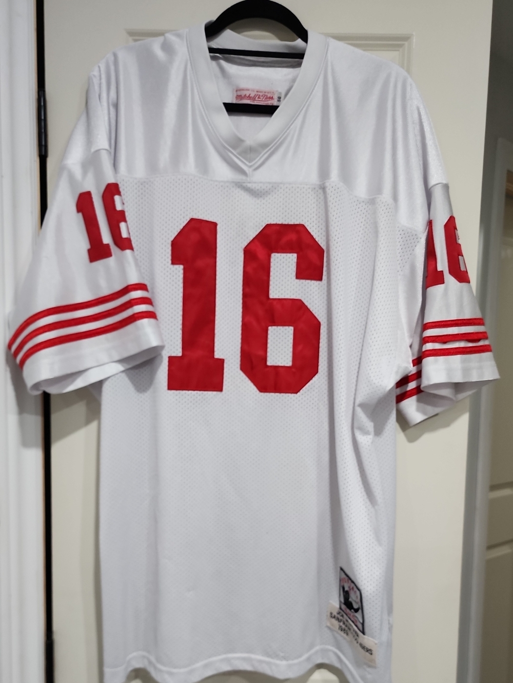 🏉Mitchell & Ness Joe Montana San Francisco 49ers 1989 Football Jersey White Red